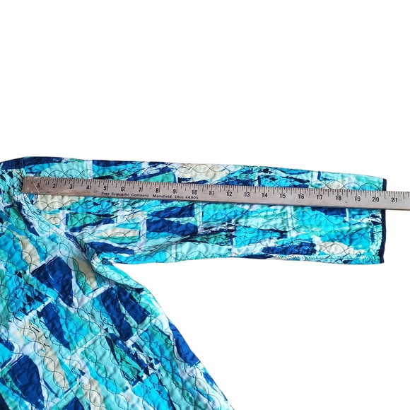 Blue/ Green Quilted Blazer with Modern Design. Lightweight.Reversible. SM. B0035 - Picture 5 of 7